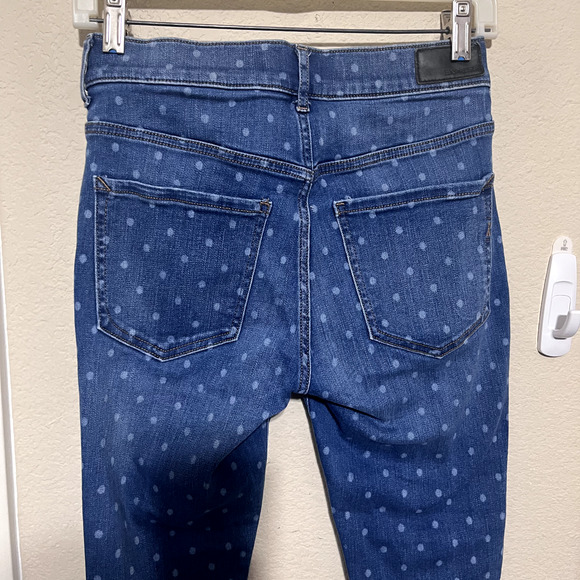 Express Size 2R Women's Jeans Denim Polka Dot Ankle Legging High-Rise Skinny - Picture 6 of 8